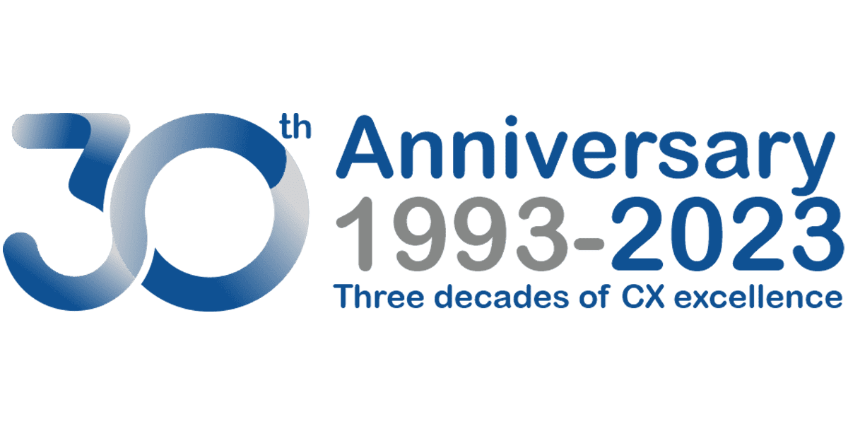 30th anniversary logo three decades of CX excellence | BPO contact center